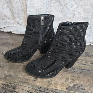 Juicy Couture Black Ankle Boots with Silver Accents